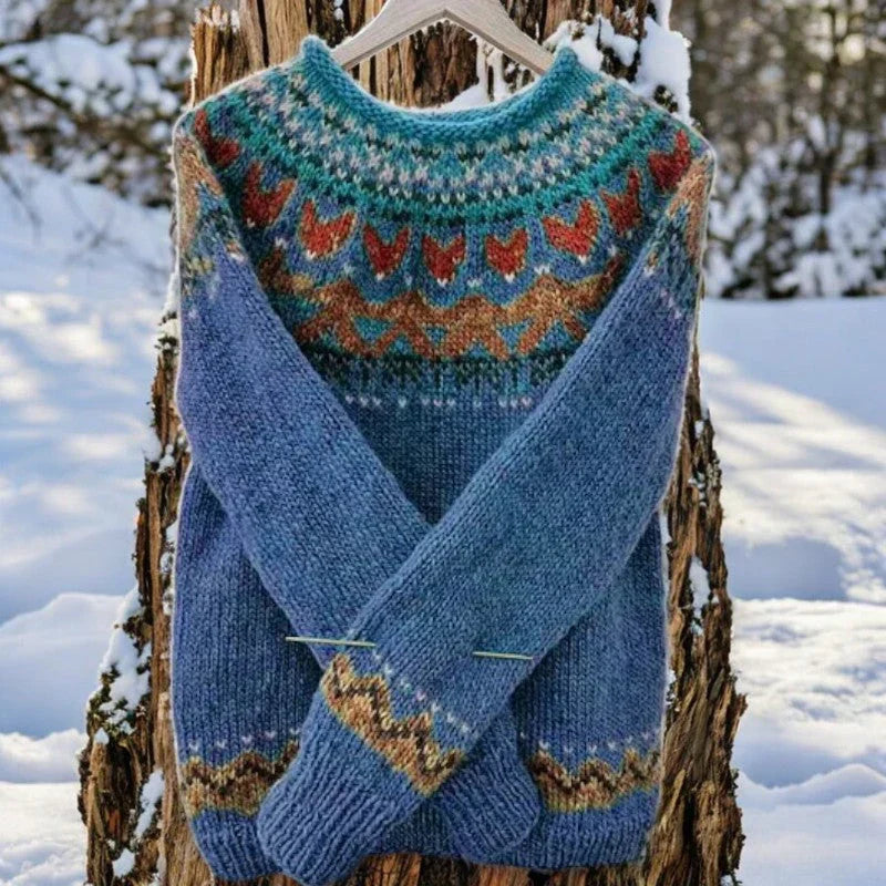 Cajsa Fair Isle Yoke Crew Neck Sweater