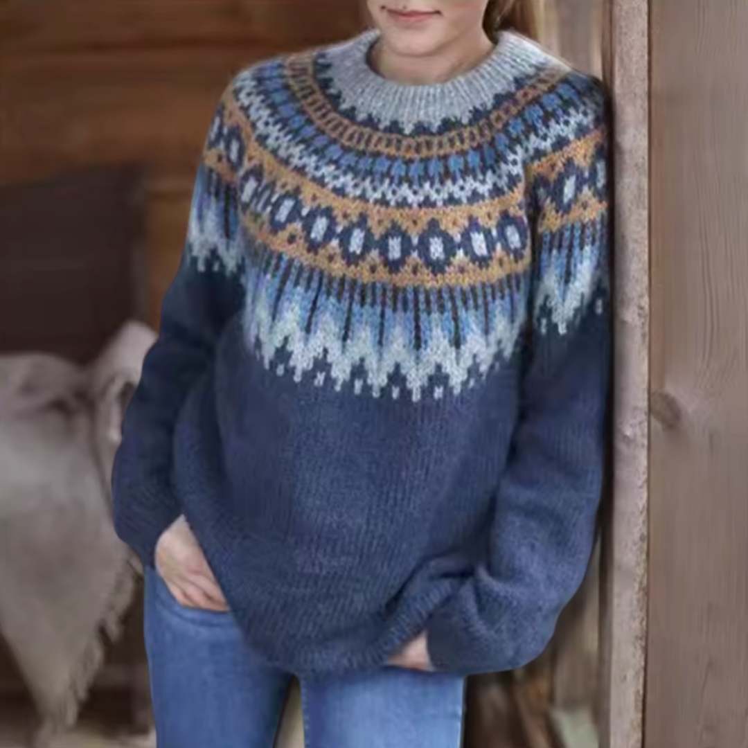 Diana Fair Isle Yoke Crew Neck Sweater