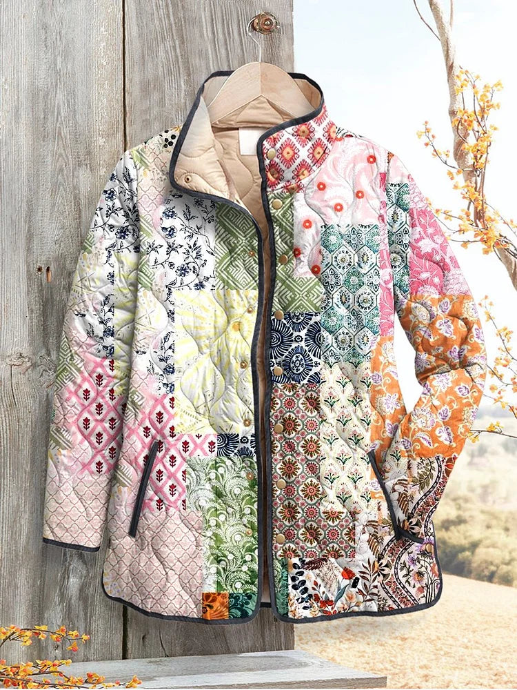 Franca Patchwork Quilted Stand Collar Jacket