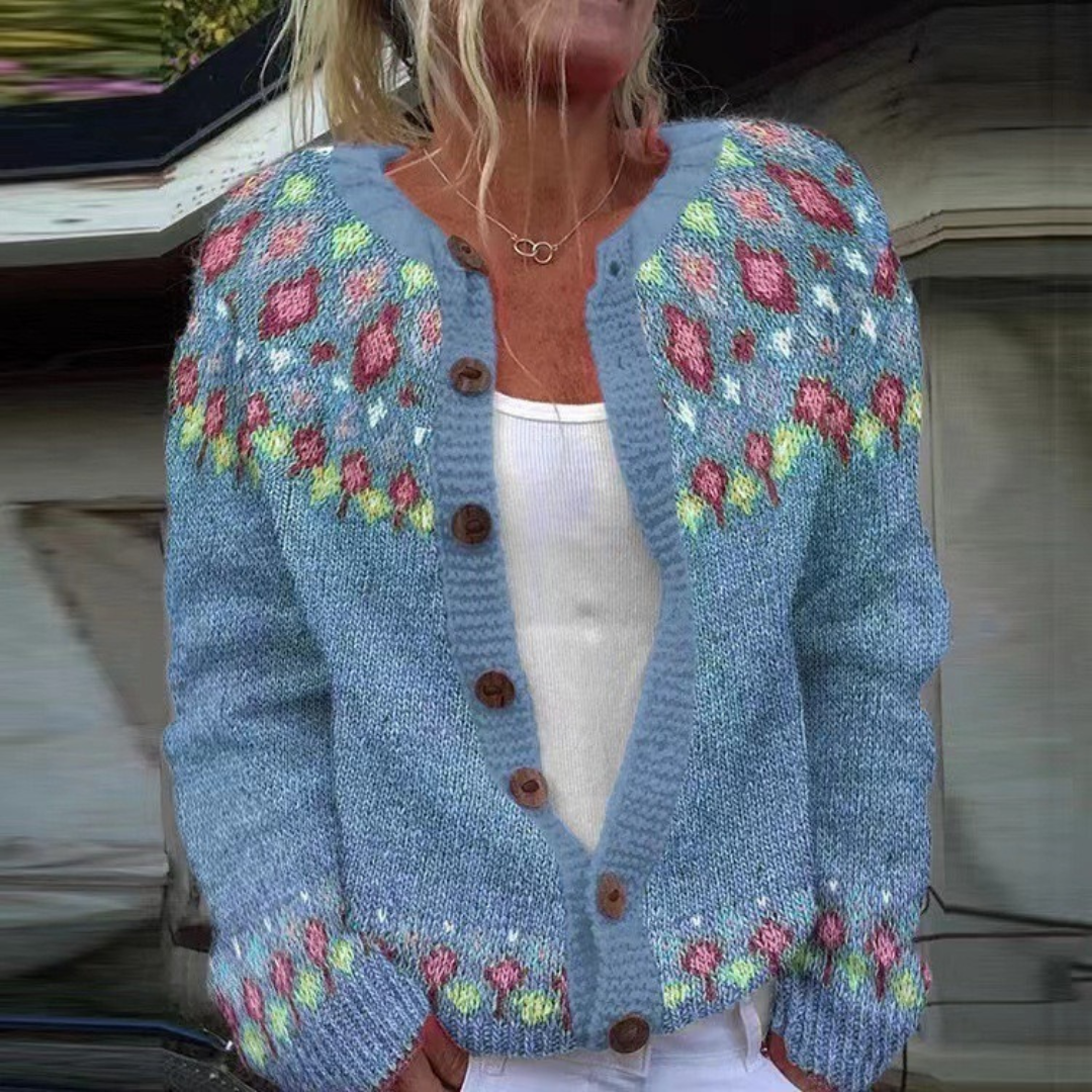 Gloria Folk Fair Isle Crew Neck Cardigan