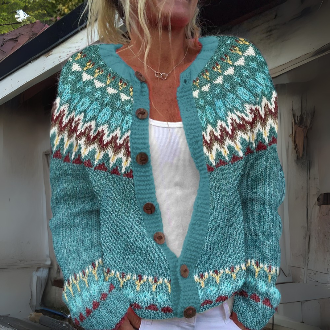 Hattie Fair Isle Crew Neck Cardigan