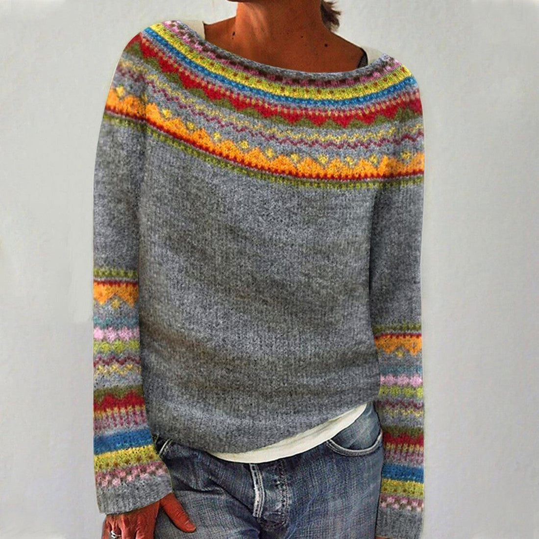 Ivy Fair Isle Boat Neck Knit Sweater