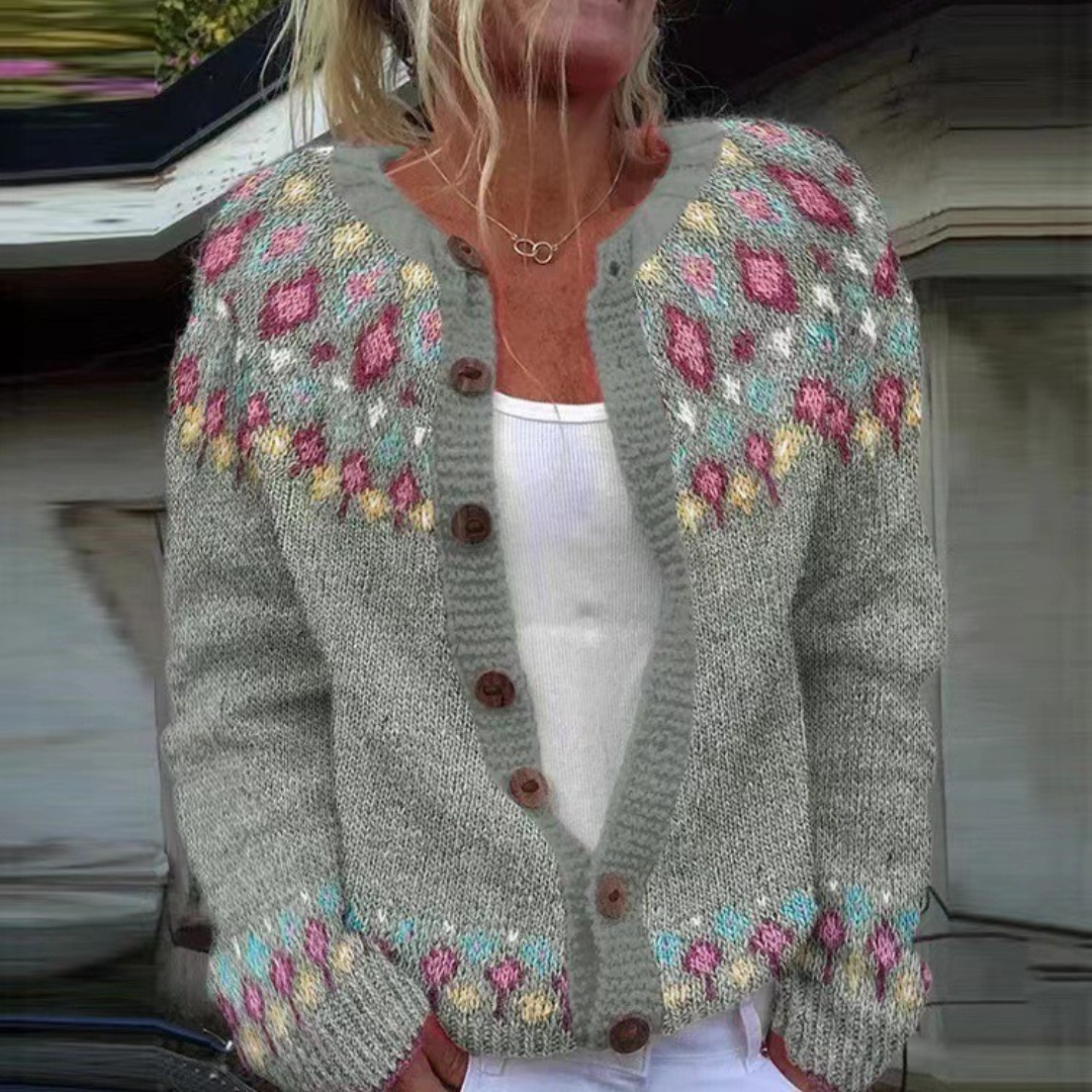 Jessa Fair Isle Crew Neck Cardigan