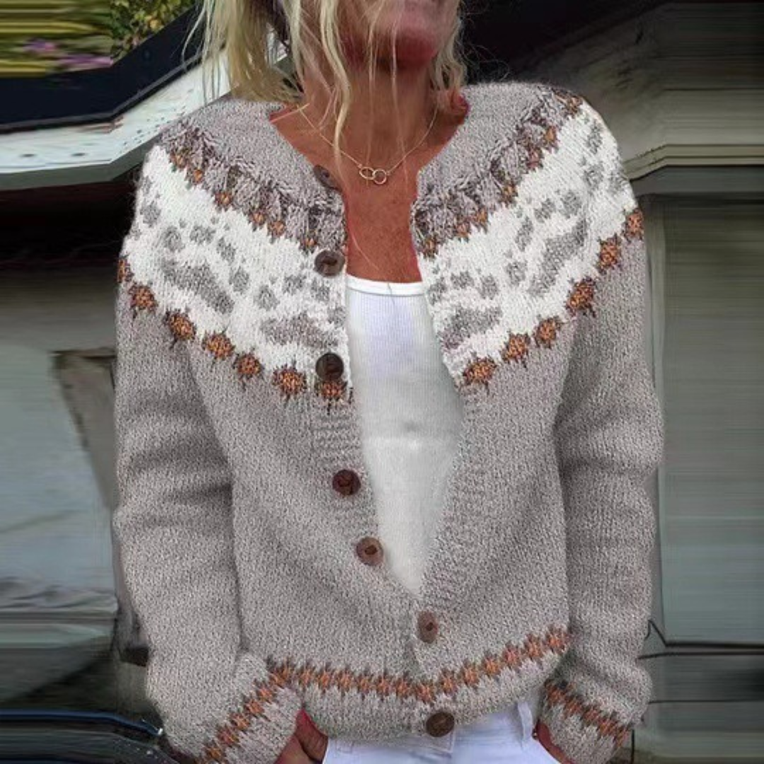 Rosemary Fair Isle Crew Neck Button Cardigan