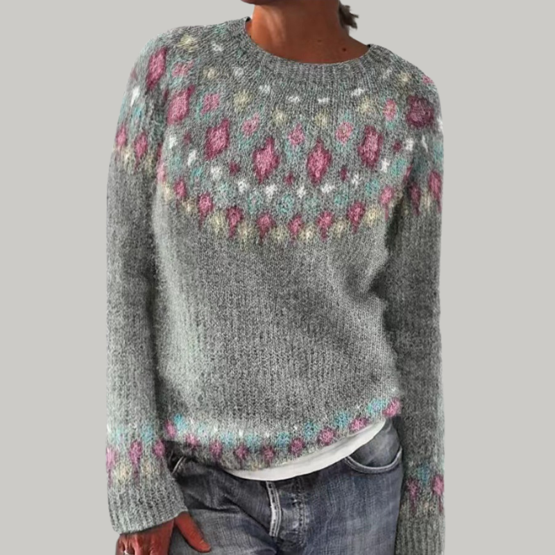 Serena Fair Isle Yoke Crew Neck Sweater