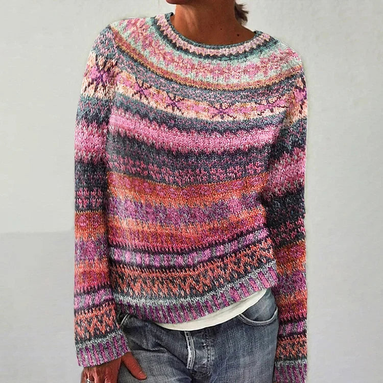 Simone Patterned Crew Neck Sweater