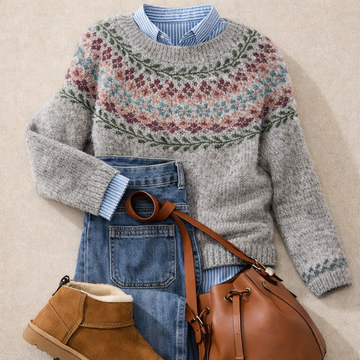 Tove Fair Isle Yoke Crew Neck Sweater