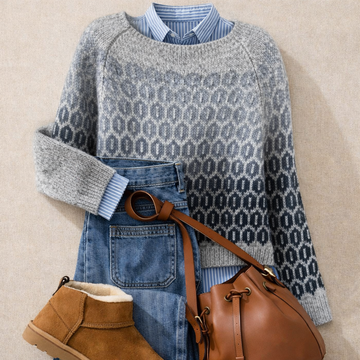 Unn Geometric Crew Neck Knit Sweater