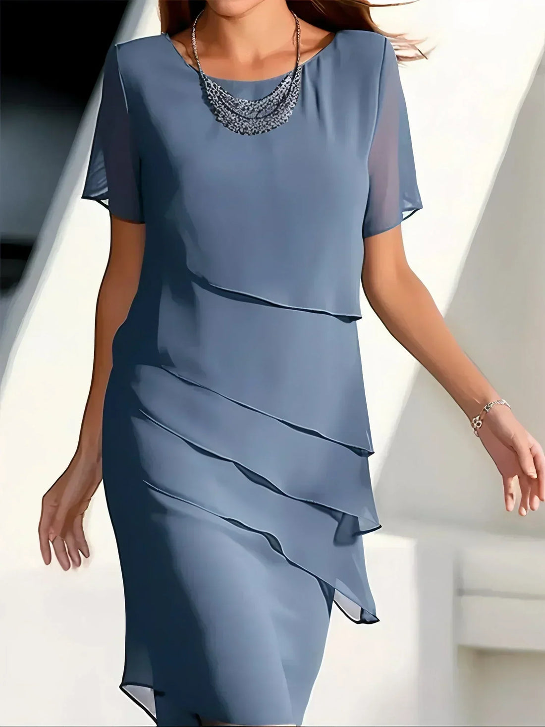 Women's Asymmetric Tiered Dress | Midi