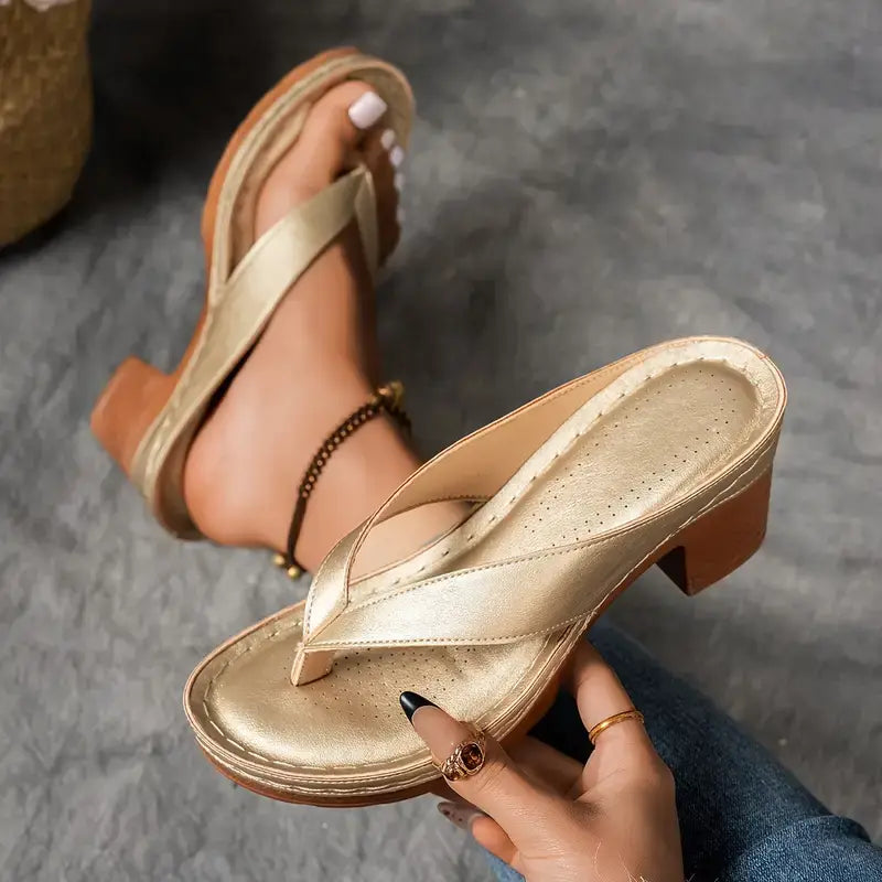 Women's Block Heel Thong Sandals | Open Toe