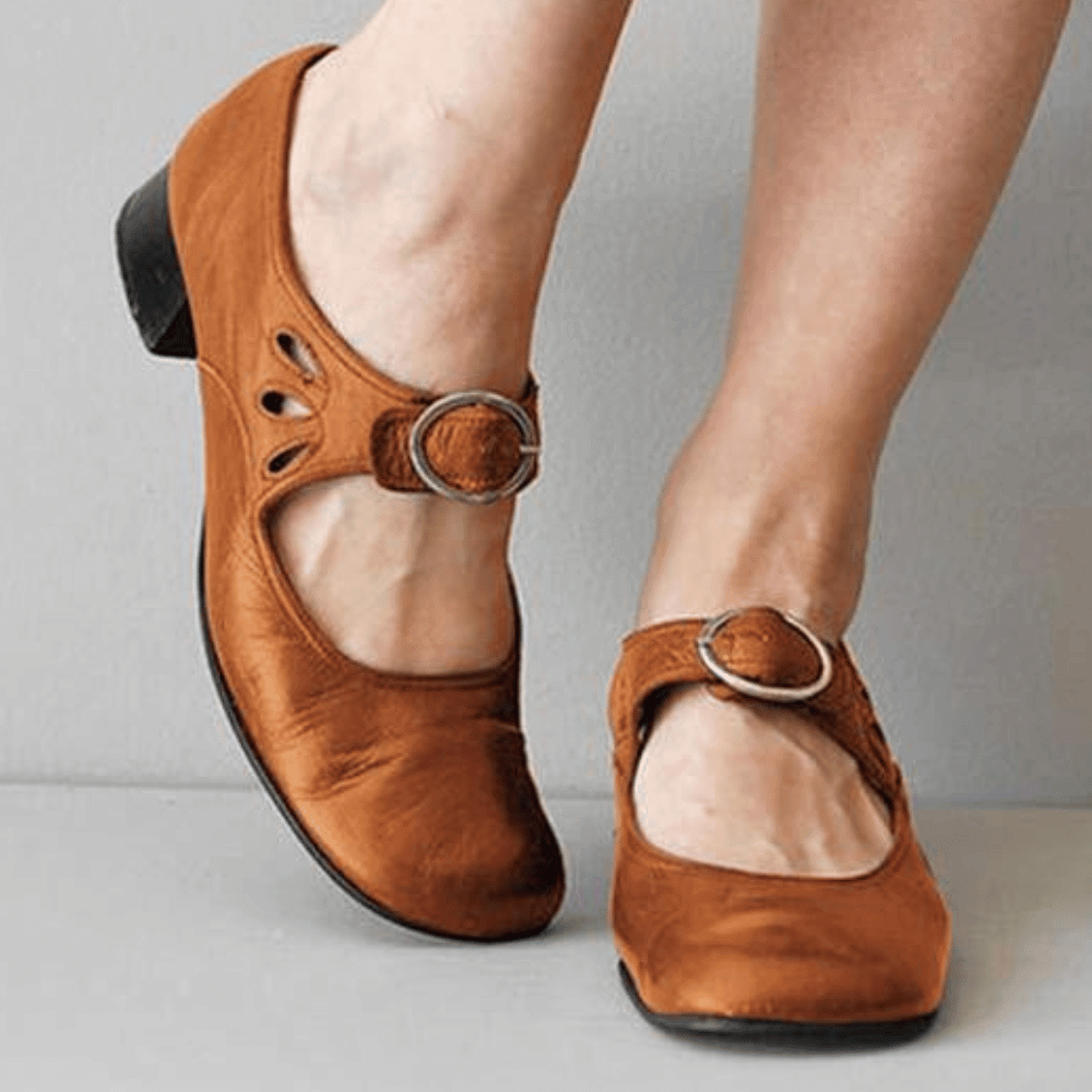 Women's Buckle Strap Cutout Mary Janes | Low Heel