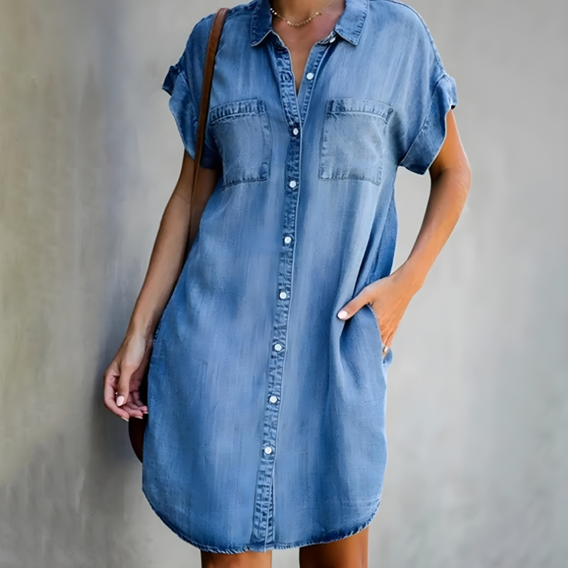 Women's Button Front Shirt Dress | Midi