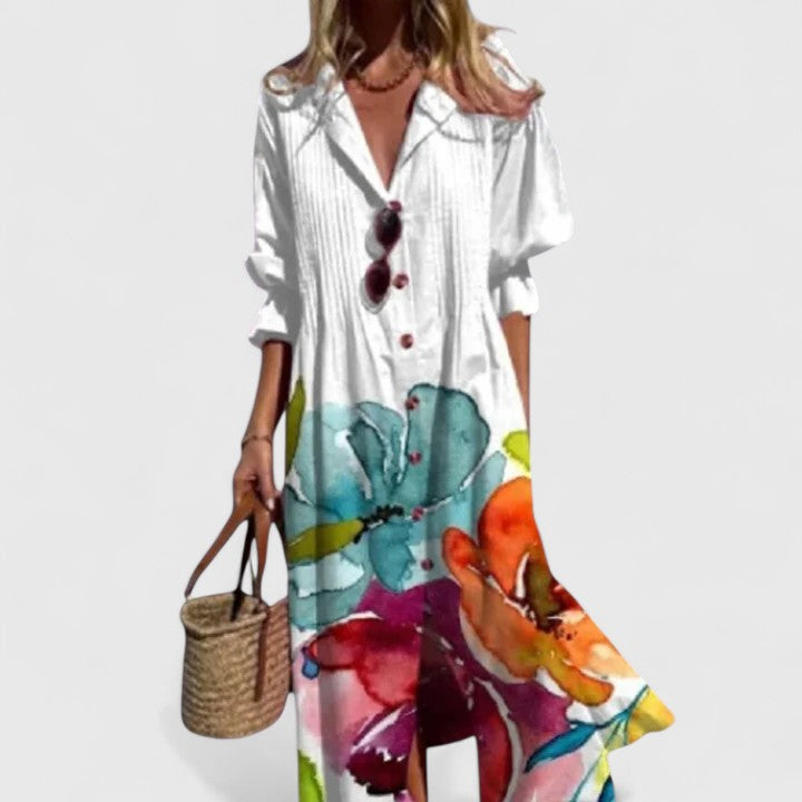 Women's Button Up Shirt Dress | Maxi