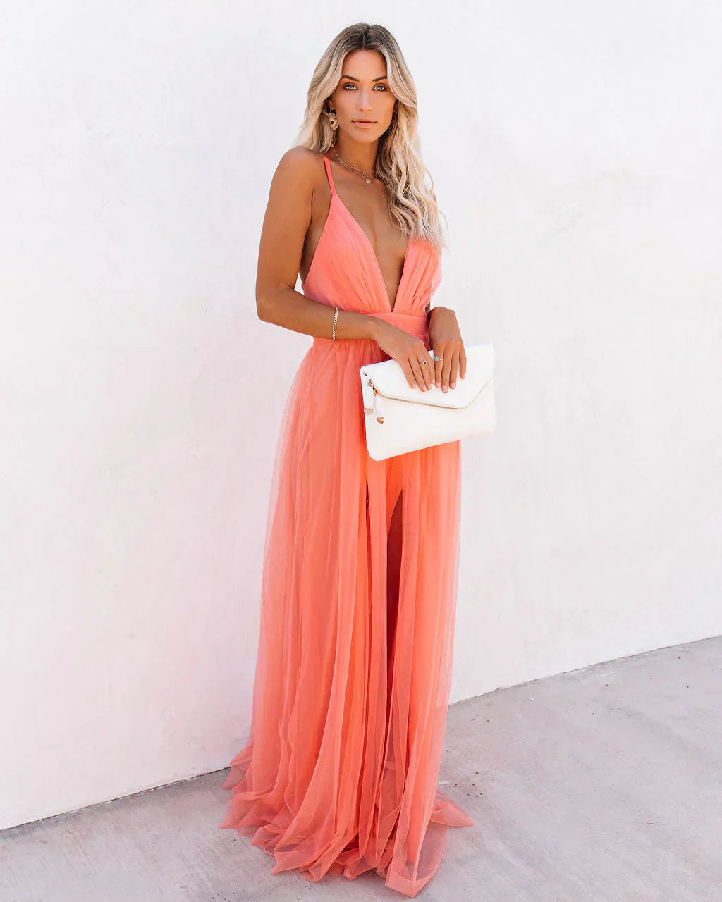 Women's Deep V-Neck Prom Dress | Maxi