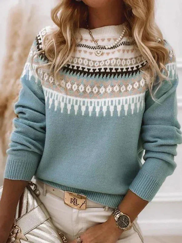Lillian Long Sleeve Fair Isle Crew Neck Sweater