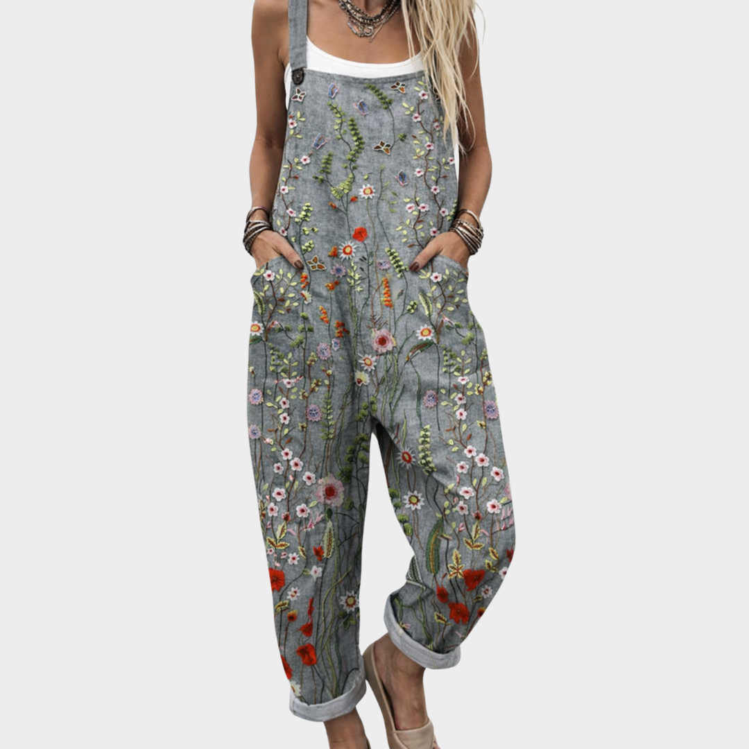Women's Floral Overall Jumpsuit | Wide Leg