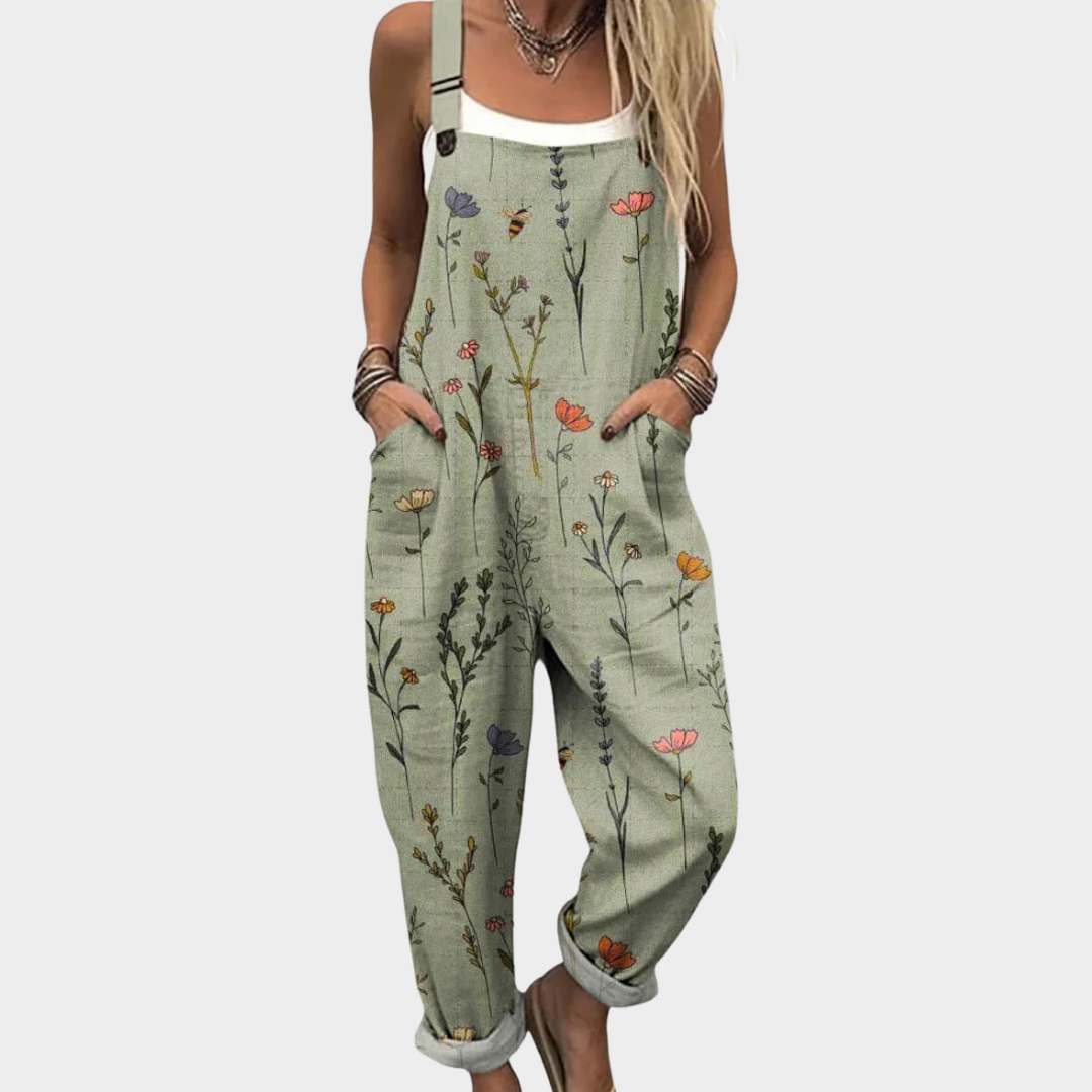 Women's Floral Sleeveless Jumpsuit | Wide Leg