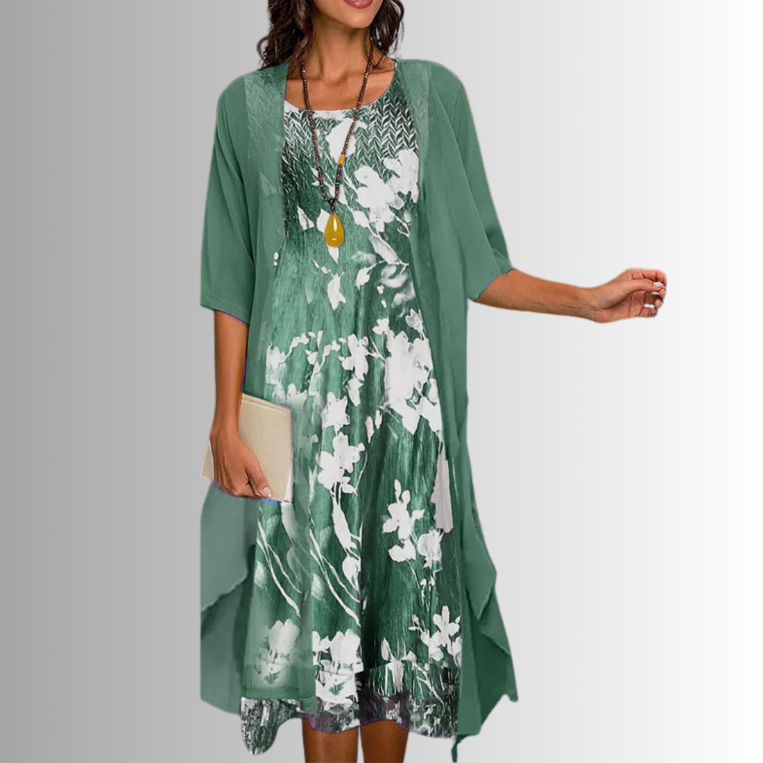 Women's Floral Two-Piece Cardigan Set | Midi