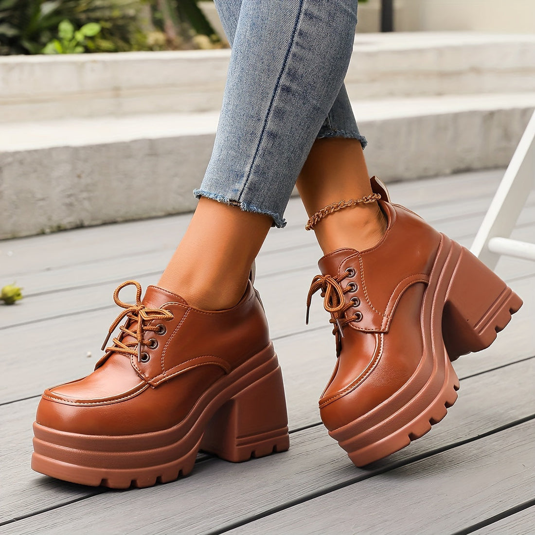 Women's Lace-Up Platform Shoes | Chunky Heel