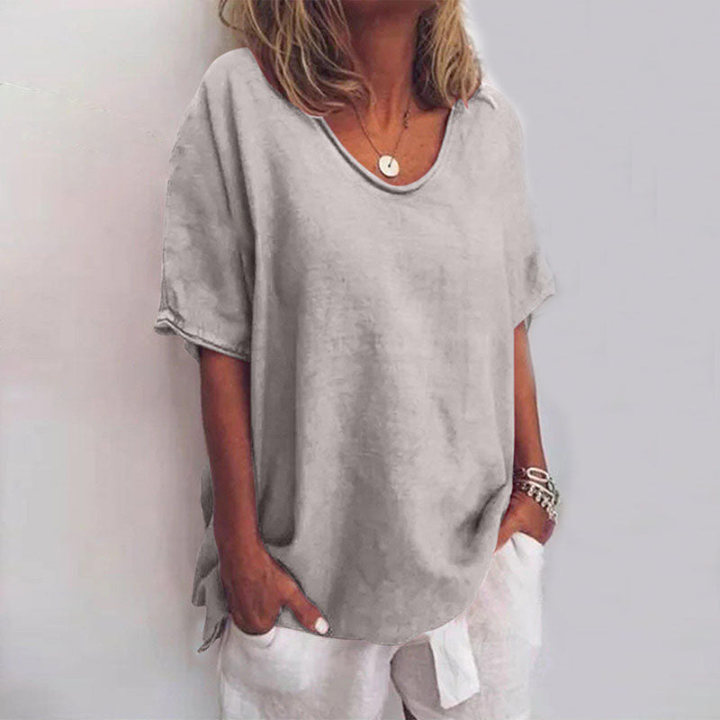 Women's Loose Fit Short Sleeve Top | Curved Hem