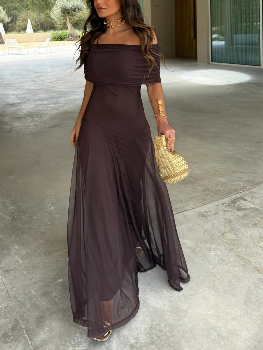 Women's Off Shoulder Evening Dress | Maxi