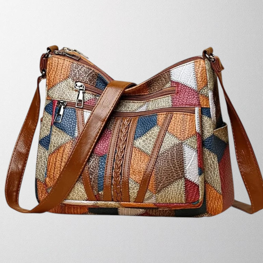 Women's Patchwork Crossbody Purse | Multi-Pocket