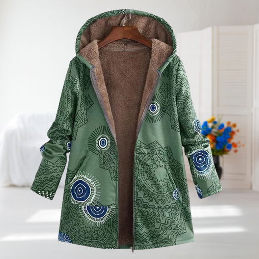 Georgia Fleece-Lined Printed Hooded Coat