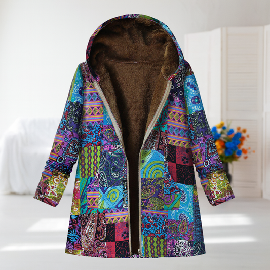 Diana Zip-Up Printed Hooded Coat