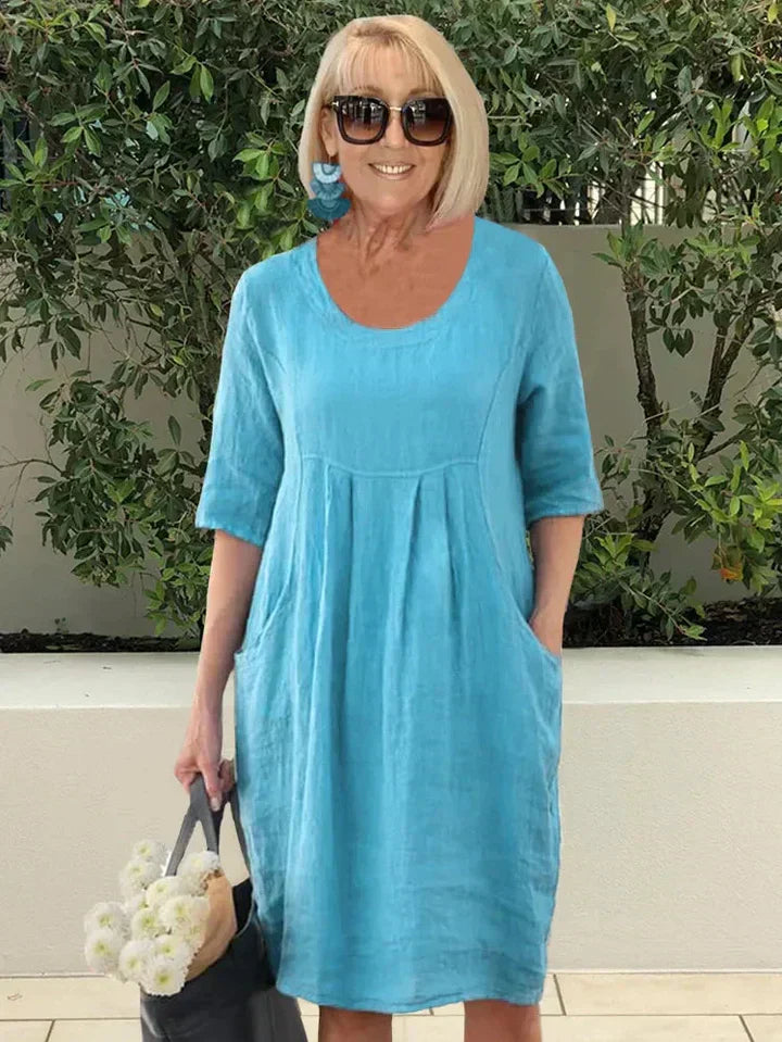 Women's Short Sleeve Pocket Dress | Midi