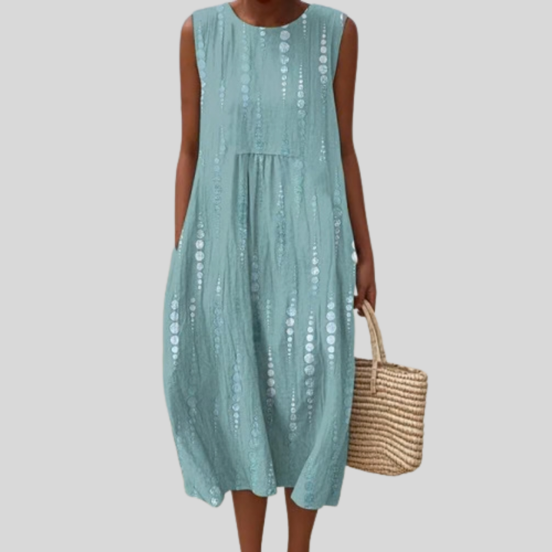 Women's Sleeveless Eyelet Midi Dress | Round Neck