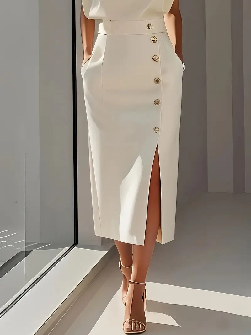 Women's Sleeveless Front Slit Dress | Midi