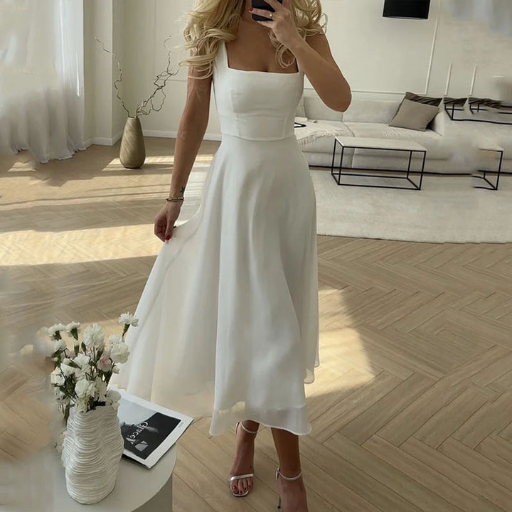 Women's Square Neck Corset Dress | Midi
