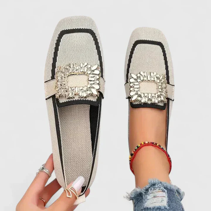 Women's Square Toe Buckle Loafers | Slip On