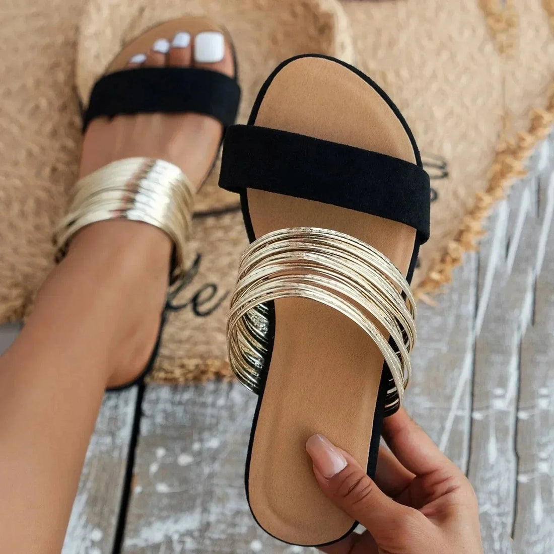 Women's Strappy Slide Sandals | Flat