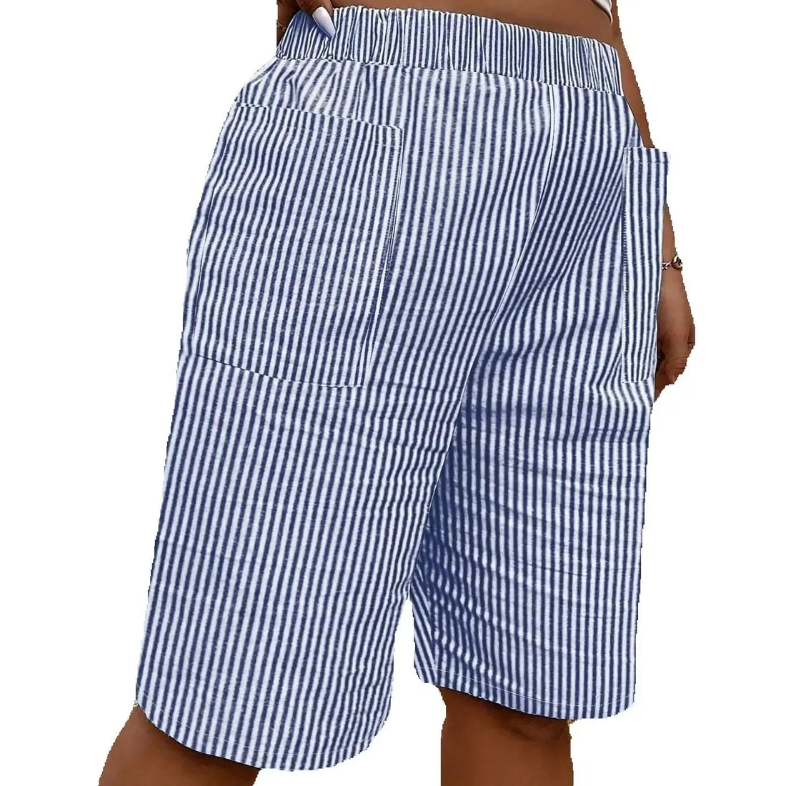 Women's Striped High Waist Shorts | Elastic Waist