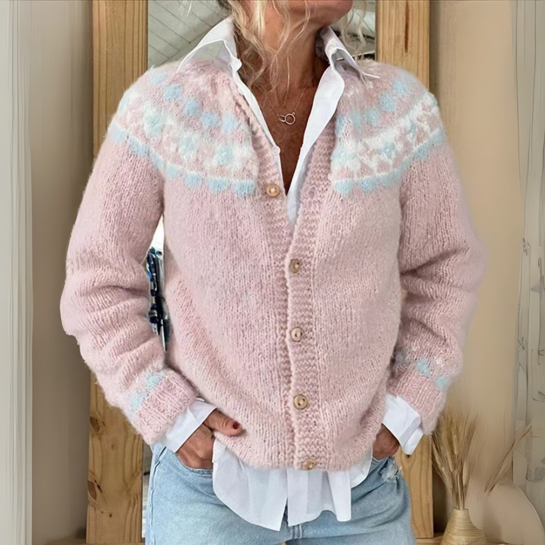 Ximena Fair Isle Yoke Button Cardigan