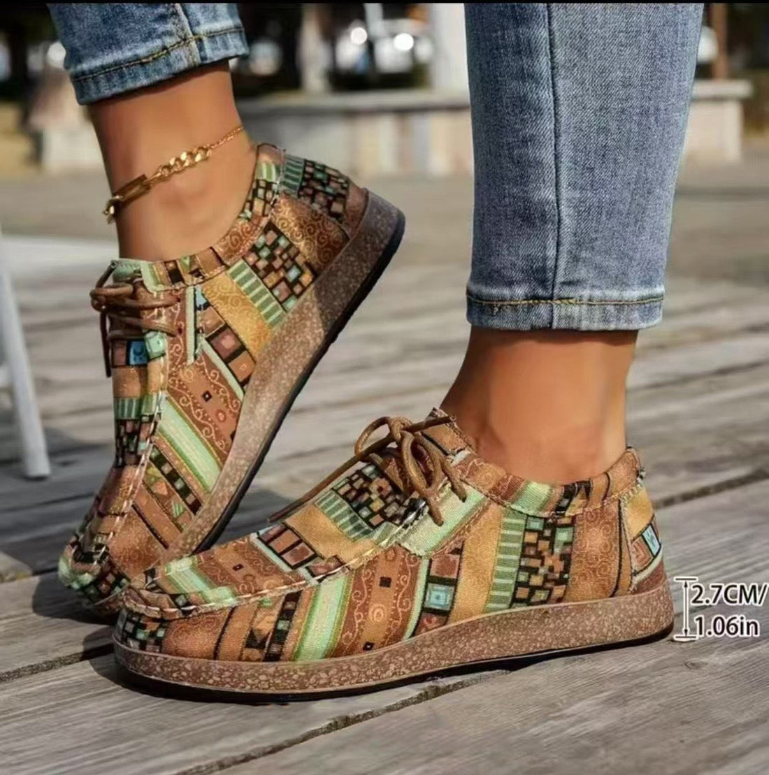 Alba Boho Print Low-Top Lace-Up Sneakers
