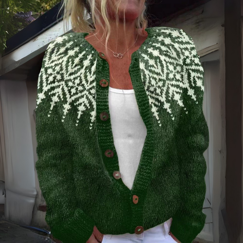 Anthea - Fair Isle Crew Neck Cardigan