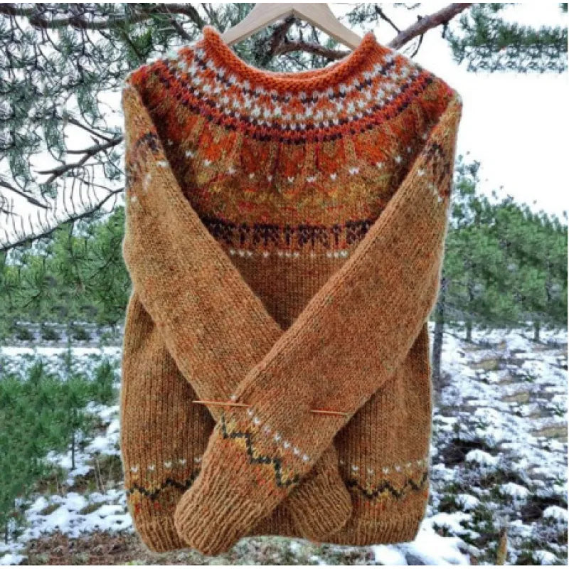 Asta Fair Isle Nordic Yoke Crew Neck Sweater