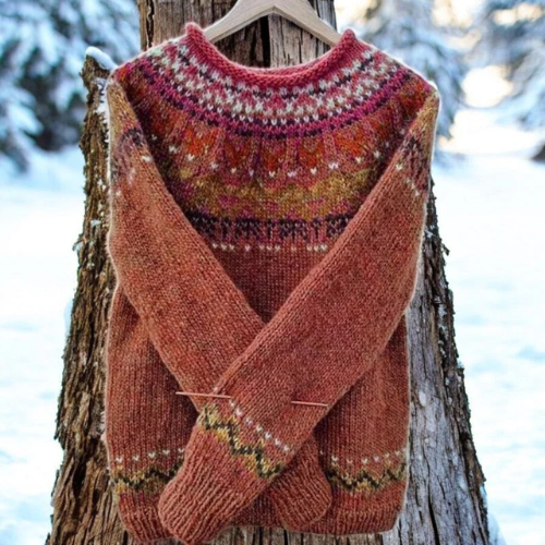 Bodil Fair Isle Yoke Crew Neck Sweater