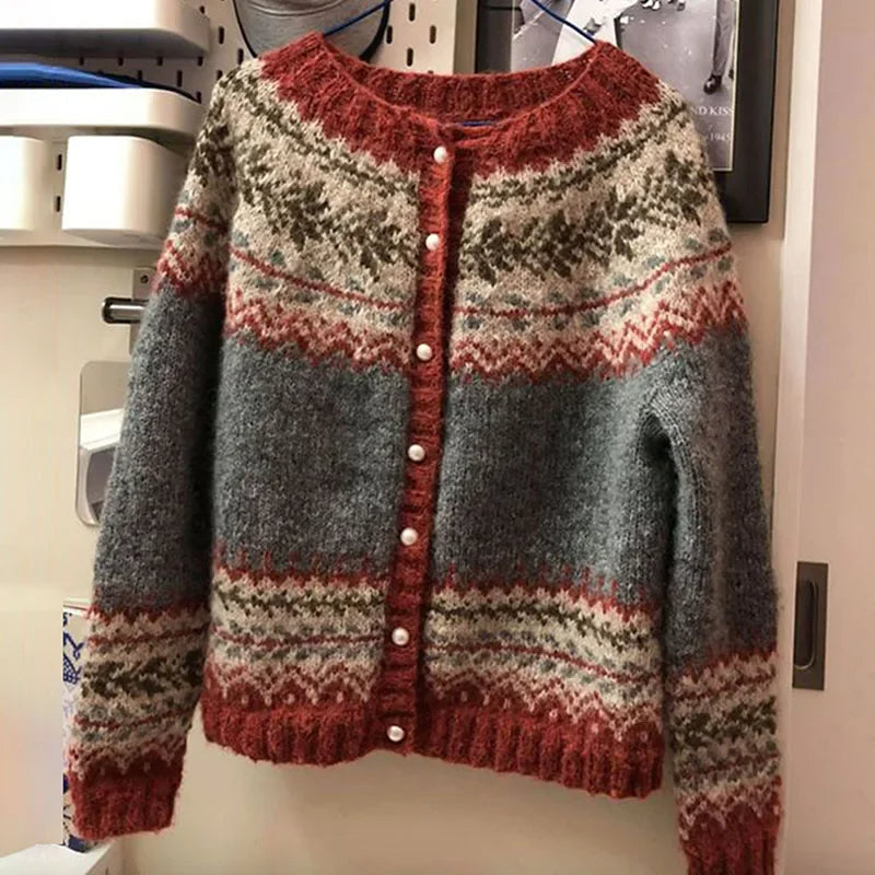 Camille Fair Isle Nordic Crew Neck Cardigan