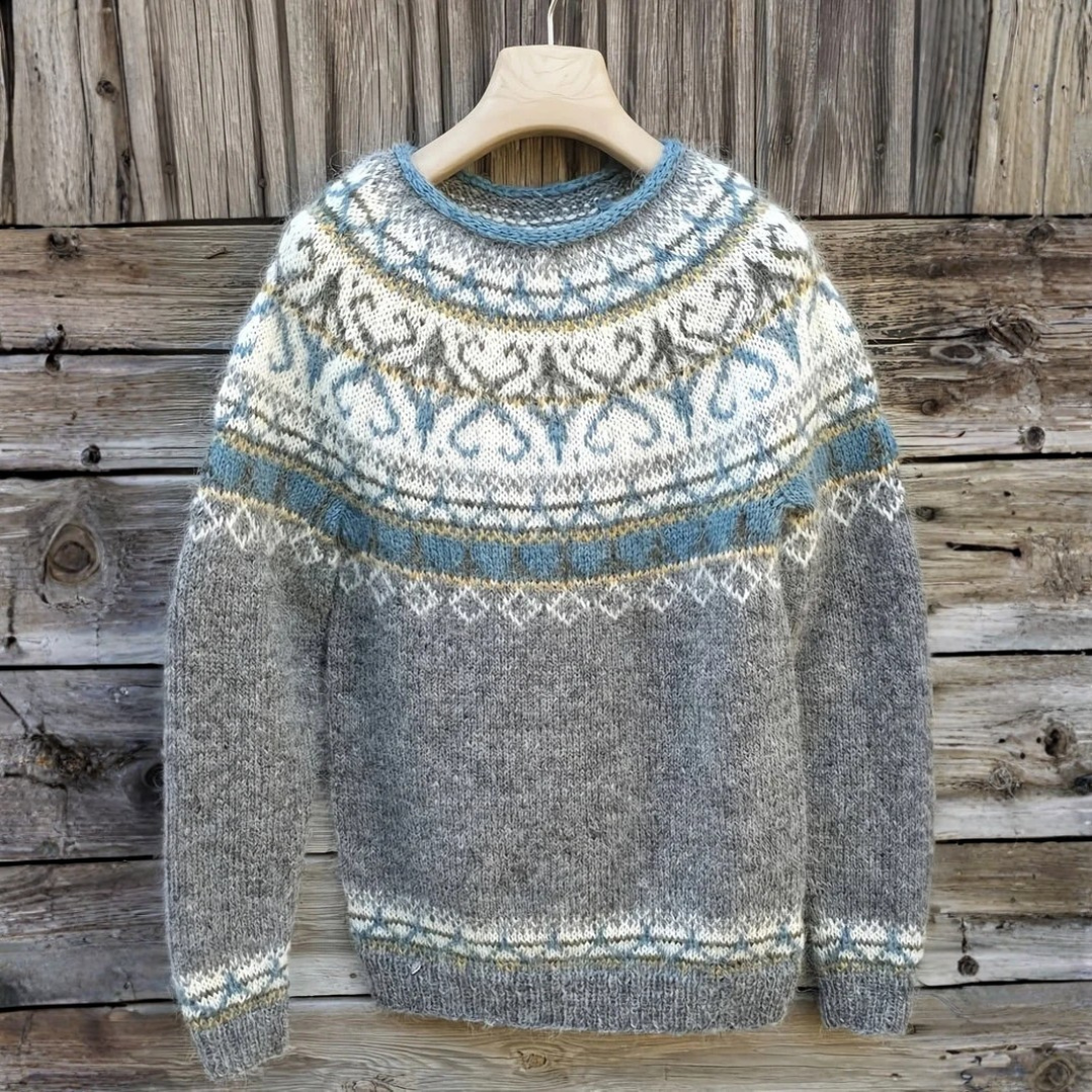 Delia Fair Isle Nordic Yoke Crew Neck Sweater