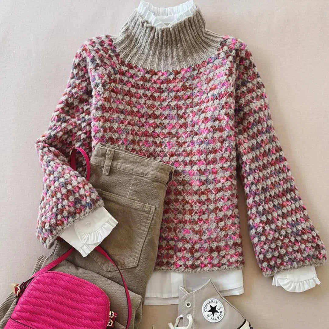 Ditte Speckled Mock Neck Confetti Knit Sweater