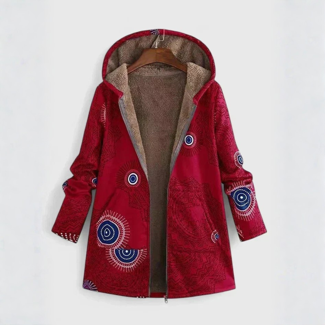 Emilia Hooded Boho Print Longline Coat