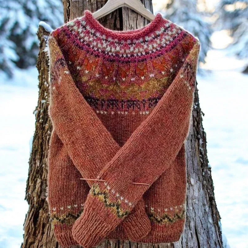 Grace Fair Isle Yoke Crew Neck Sweater