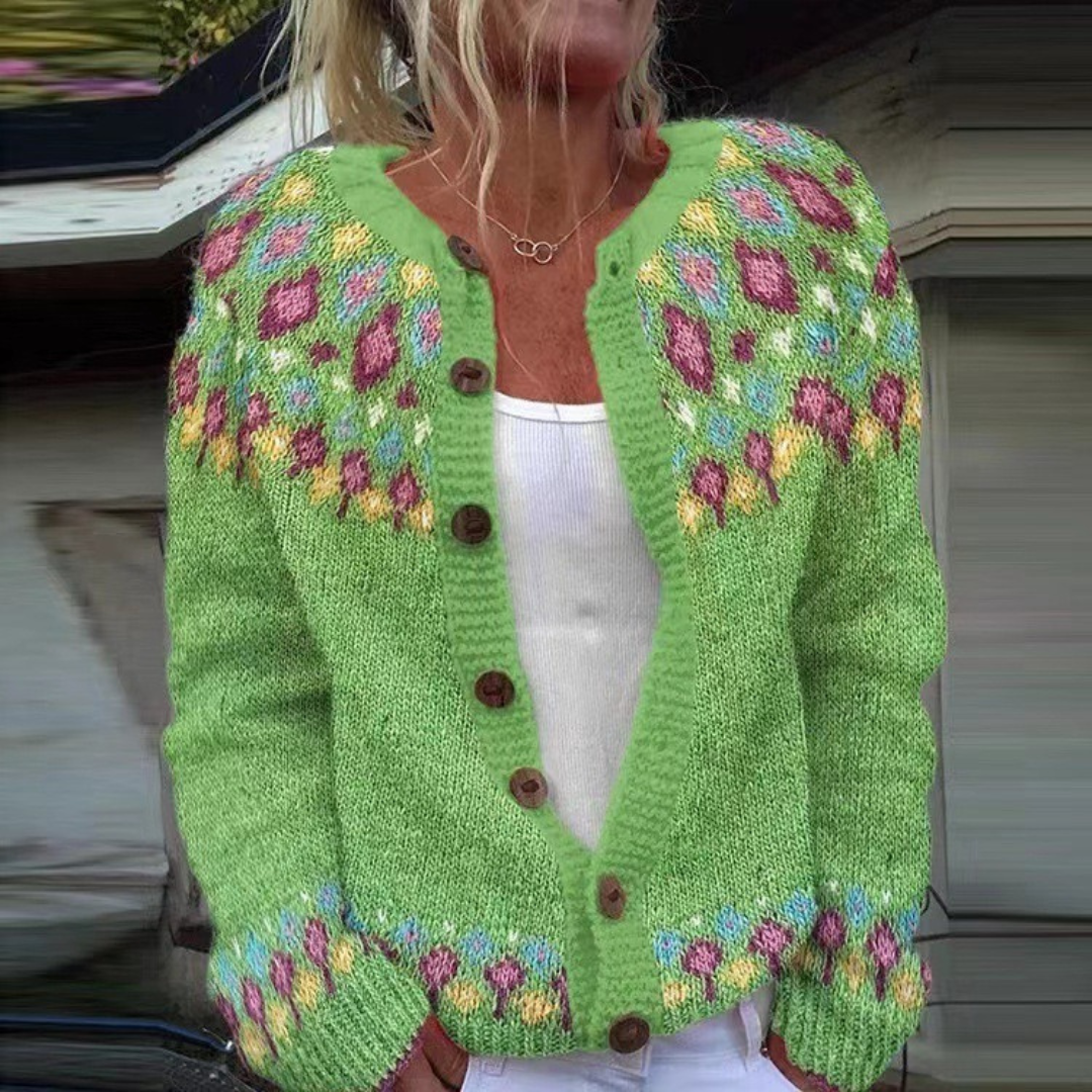 Hannah Fair Isle Button Front Cardigan