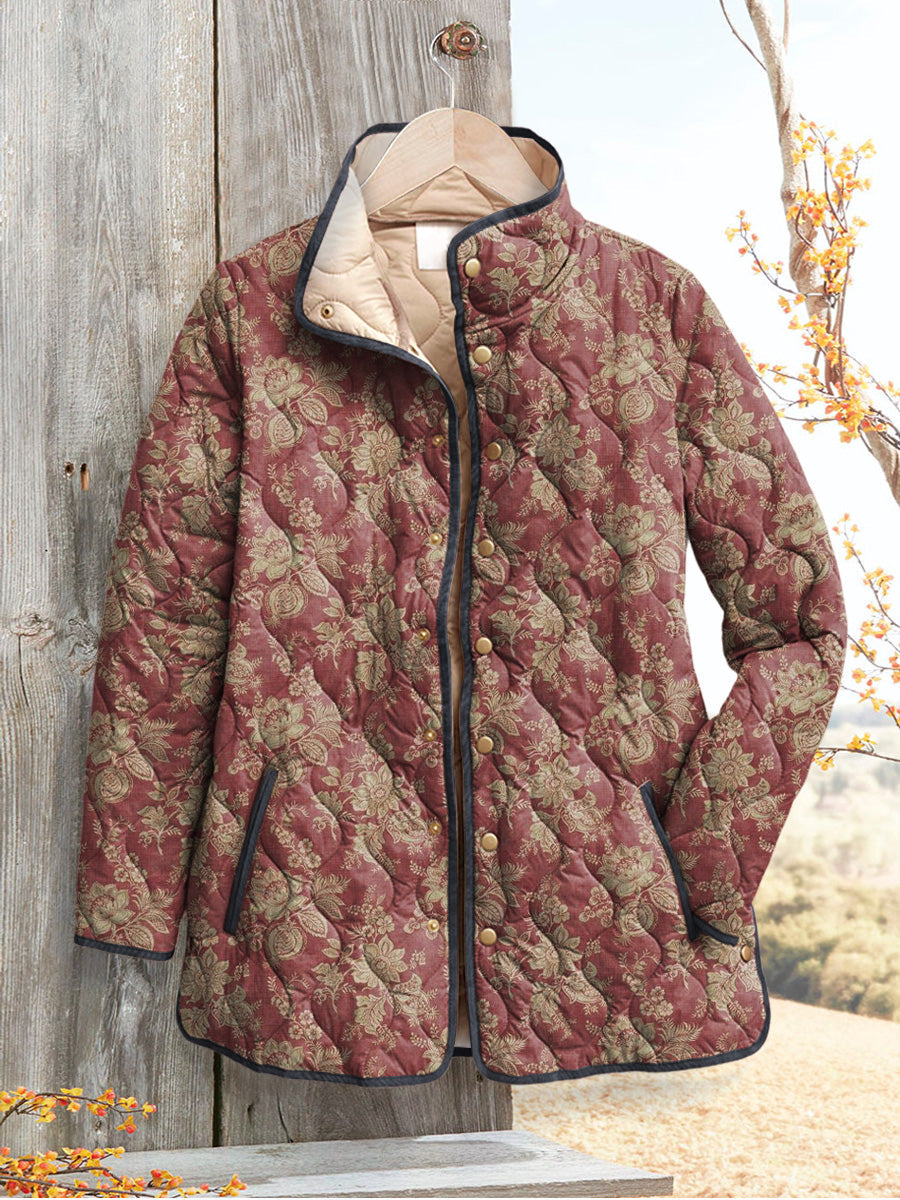 Hazel Floral Quilted Stand Collar Jacket
