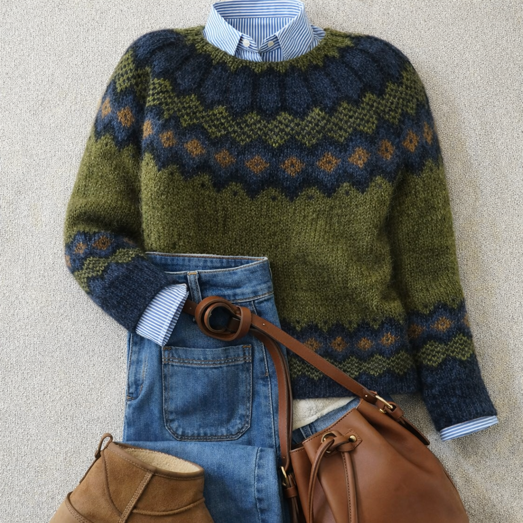 Hilde Fair Isle Yoke Crew Neck Sweater