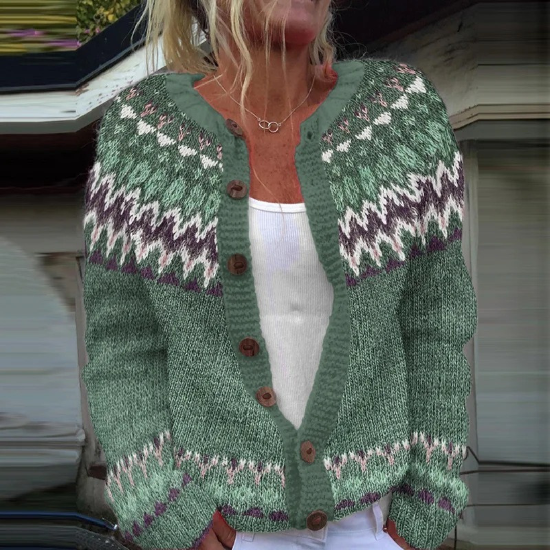 Ida Fair Isle Crew Neck Button Cardigan