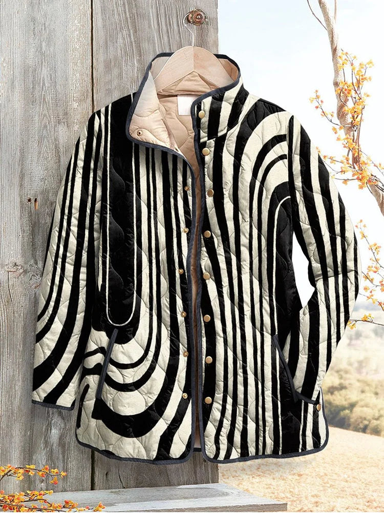 Ilaria Swirl Stripe Quilted Stand Collar Jacket